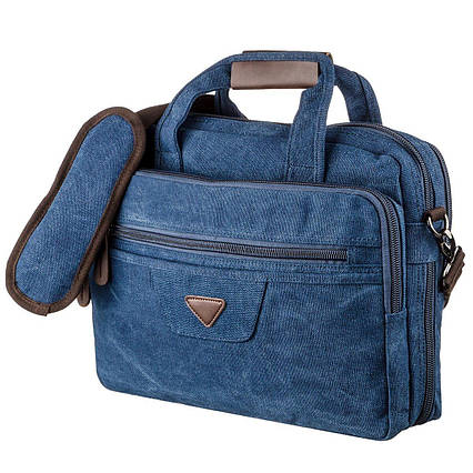 Сумка текстильна для ноутбука на два відділення Vintage 20179 Синя, фото 1