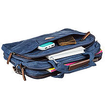 Сумка текстильна для ноутбука на два відділення Vintage 20179 Синя, фото 5
