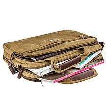 Сумка текстильна для ноутбука на два відділення Vintage 20181 Хакі, фото 5