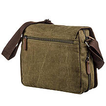Текстильна сумка для ноутбука через плече Vintage 20187 Оливкова, фото 2
