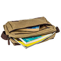 Текстильна сумка для ноутбука 13 дюймів через плече Vintage 20188 Хакі, фото 5