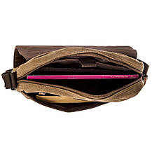 Текстильна сумка для ноутбука 13 дюймів через плече Vintage 20190 Коричнева, фото 5