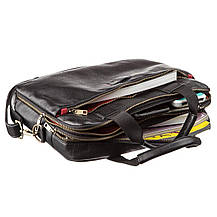 Чоловіча шкіряна сумка під ноутбук на 2 відділення SHVIGEL 19106 Чорна, фото 5