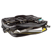 Чоловіча шкіряна ділова сумка-портфель для ноутбука SHVIGEL 19108 Чорна, фото 5