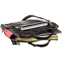 Чоловіча шкіряна тонка сумка для ноутбука SHVIGEL 19117 Чорна, фото 5