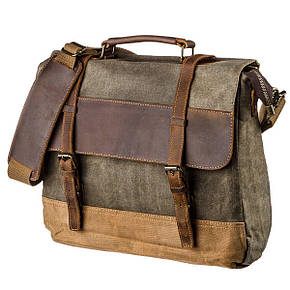 Ретро портфель комбінований Vintage 20117 Світло-сірий, фото 1