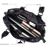 Сумка чоловіча флотар для ноутбака Vintage 14672 Чорна, фото 5