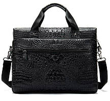 Сумка для ноутбука з тисненням під рептилію Vintage 14718 Чорна, фото 2