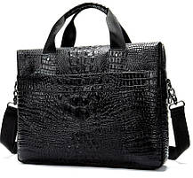 Сумка для ноутбука з тисненням під рептилію Vintage 14718 Чорна, фото 5