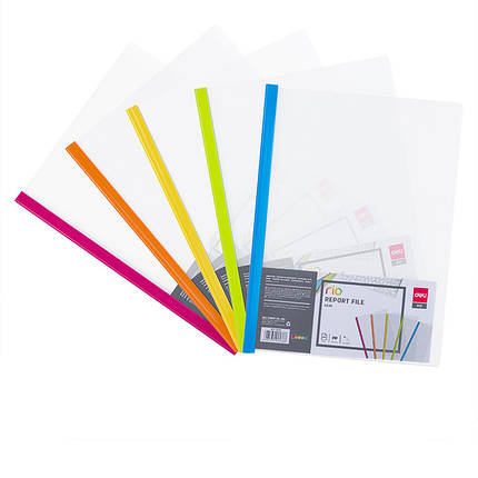 Папка А4 із затискачем Deli 5538, мікс, 8 мм "Miracle" напівпрозора, Папка для документів, фото 2