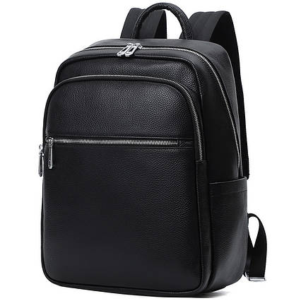 Чоловічий шкіряний рюкзак для поїздок і прогулянок чорний Tiding Bag 75362, фото 1