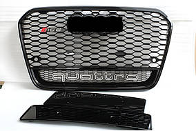 Передня чорна решітка RS-style з написом Quattro (2011-2014) для Ауди A6 C7 рр
