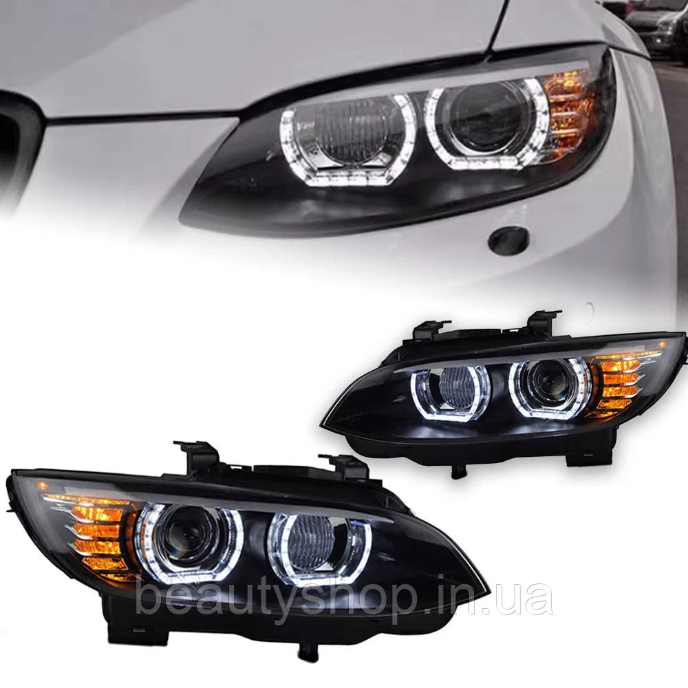 Світлодіодні передні фари для BMW E92/E93 (2006–2012) з ксеноном та Angel Eyes