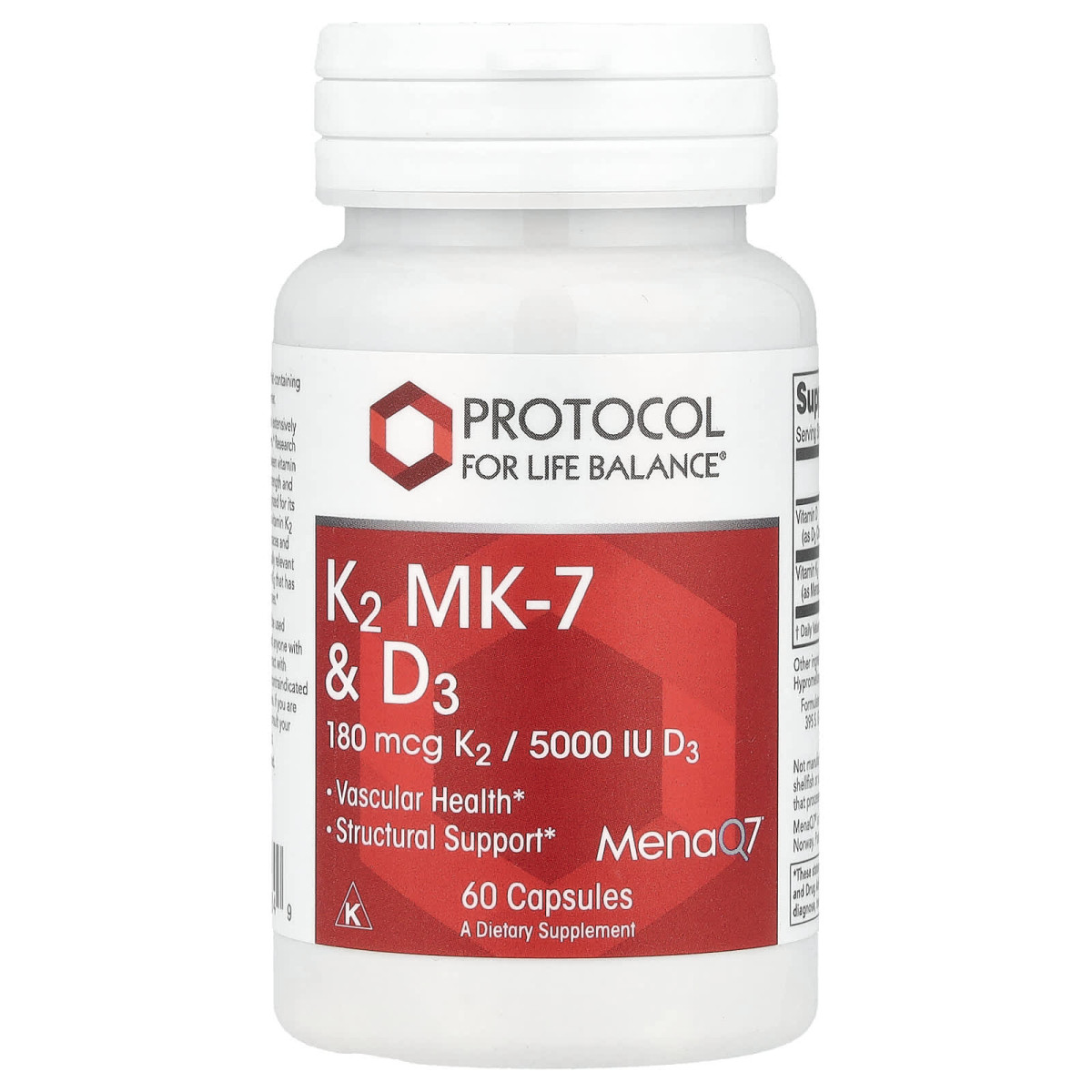 Protocol for Life Balance, K2, MK-7 і D3, 60 капсул