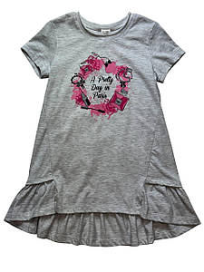 Сіра туніка для дівчинки 104, 116, 122, 128, 134 розміру з воланами