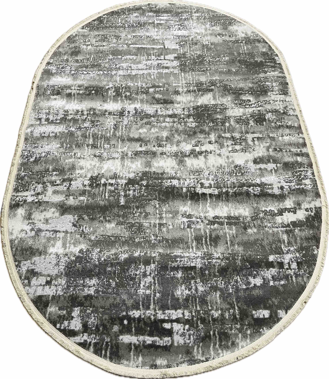 Турецький ворсовий килим сірий овальний 120*180 см GRANADA 2701B D.Grey/L.Grey