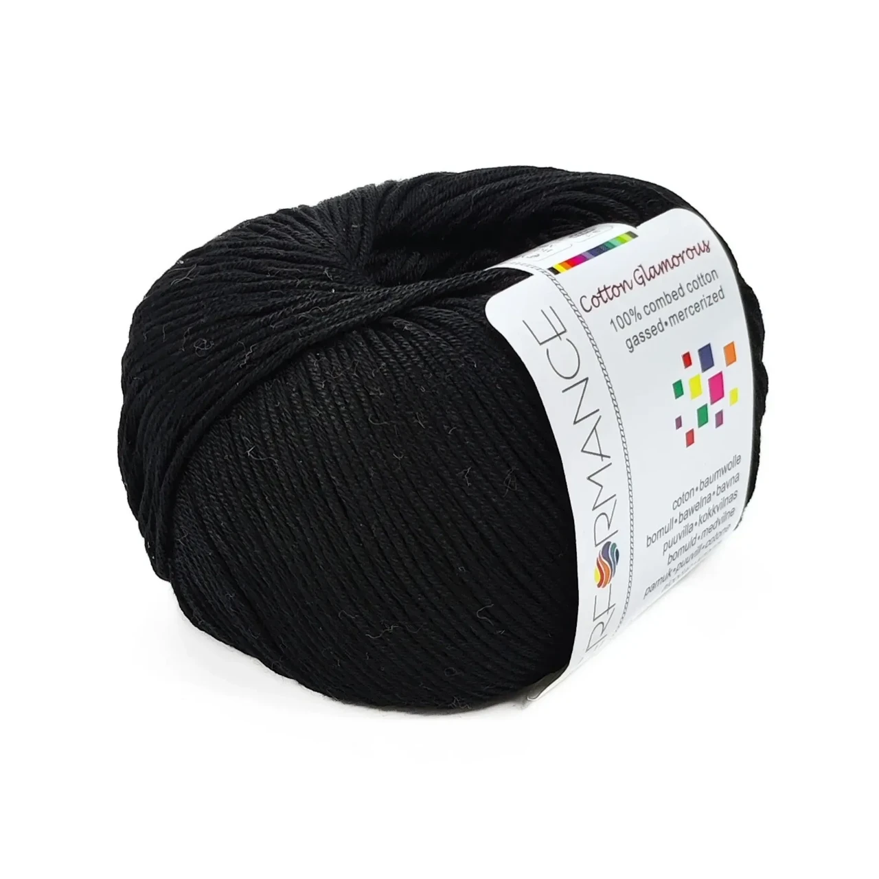 Пряжа Cotton Glamorous/Коттон Гламорос, чорний 01, Performance, фото 1