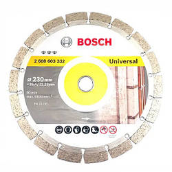 Круг алмазний відрізний Bosch Universal 230-22.23, універсальне застосування, Круг для болгарки