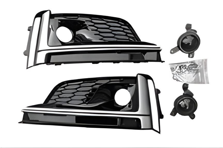 Грати протитуманних фар з туманкою (2016-2019, 2 шт, чорний) для Audi A5 мм, фото 1