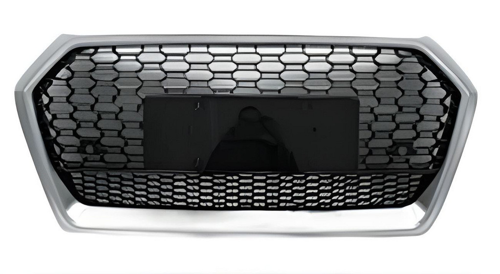 Передні грати RSQ-Style без лого (2017-2020, чорна з хромом) для Audi Q5 мм., фото 1