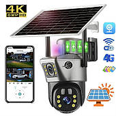 IP-камера V36 4К 4G Інтернет Вологозахист 8.0 МП із віддаленим доступом вулична із сонячною панеллю