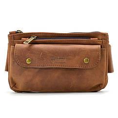 Сумка на пояс шкіряна, бананка RB-8136-3md TARWA коньячна