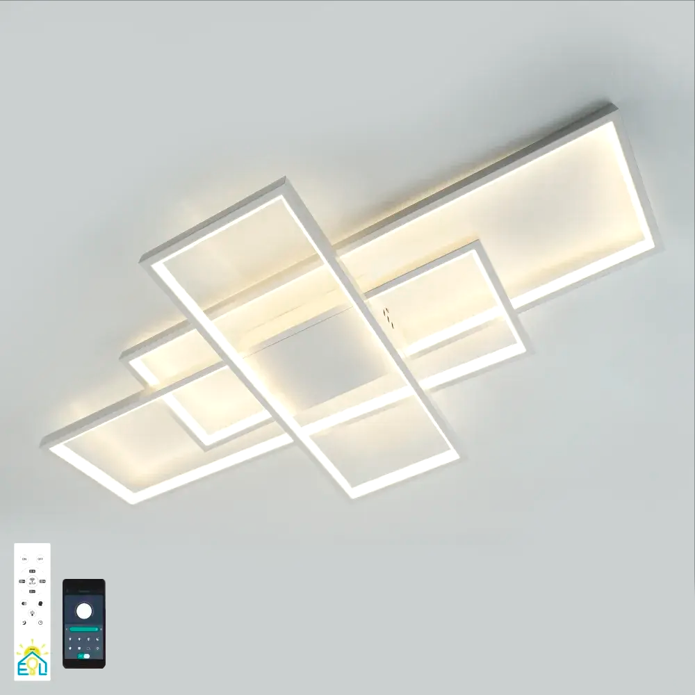 Смарт люстра Esllse SVEN 110W 3S SMART LED APP біла 5500Лм 900x500x80мм світлодіодна з пультом і додатком для смартфону