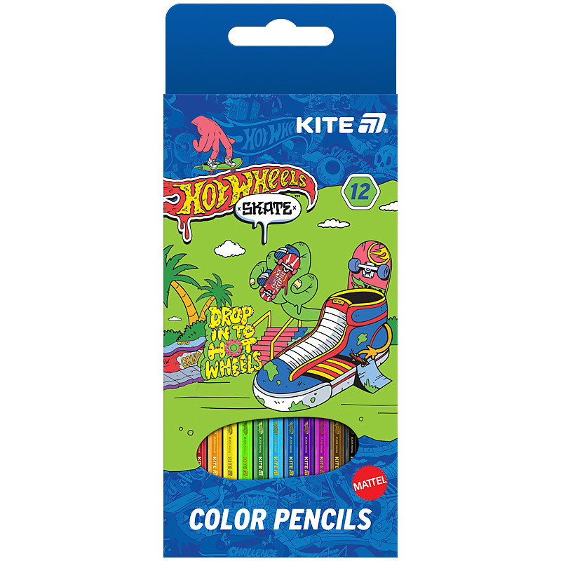 Олівці кольорові 12 кольорів Hot Wheels HW25-051-2 Kite, 70932, фото 1