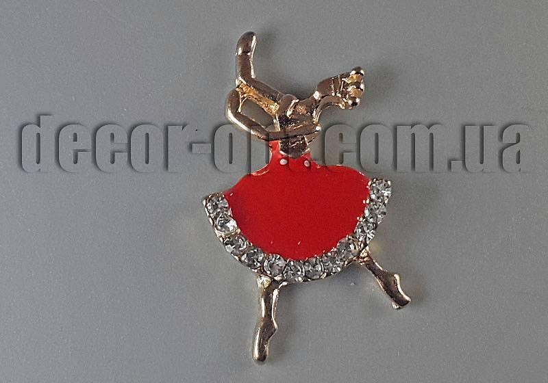 Фурнітура червона Балерина з камінчиками 3,0х1,8 м арт3