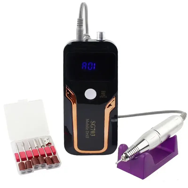 Фрезер для манікюру на акумуляторі Nail Drill SG-703 35.000 об/хв. Портативний фрезер для нігтів