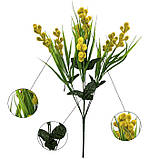 Штучні квіти букет мімоза пухнаста 7 гілок, 40см, фото 4