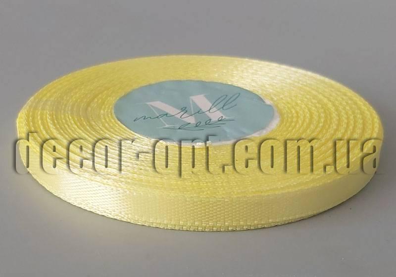 Стрічка атласна відтінок світло-жовтого 0,6 см 36ярд арт.10