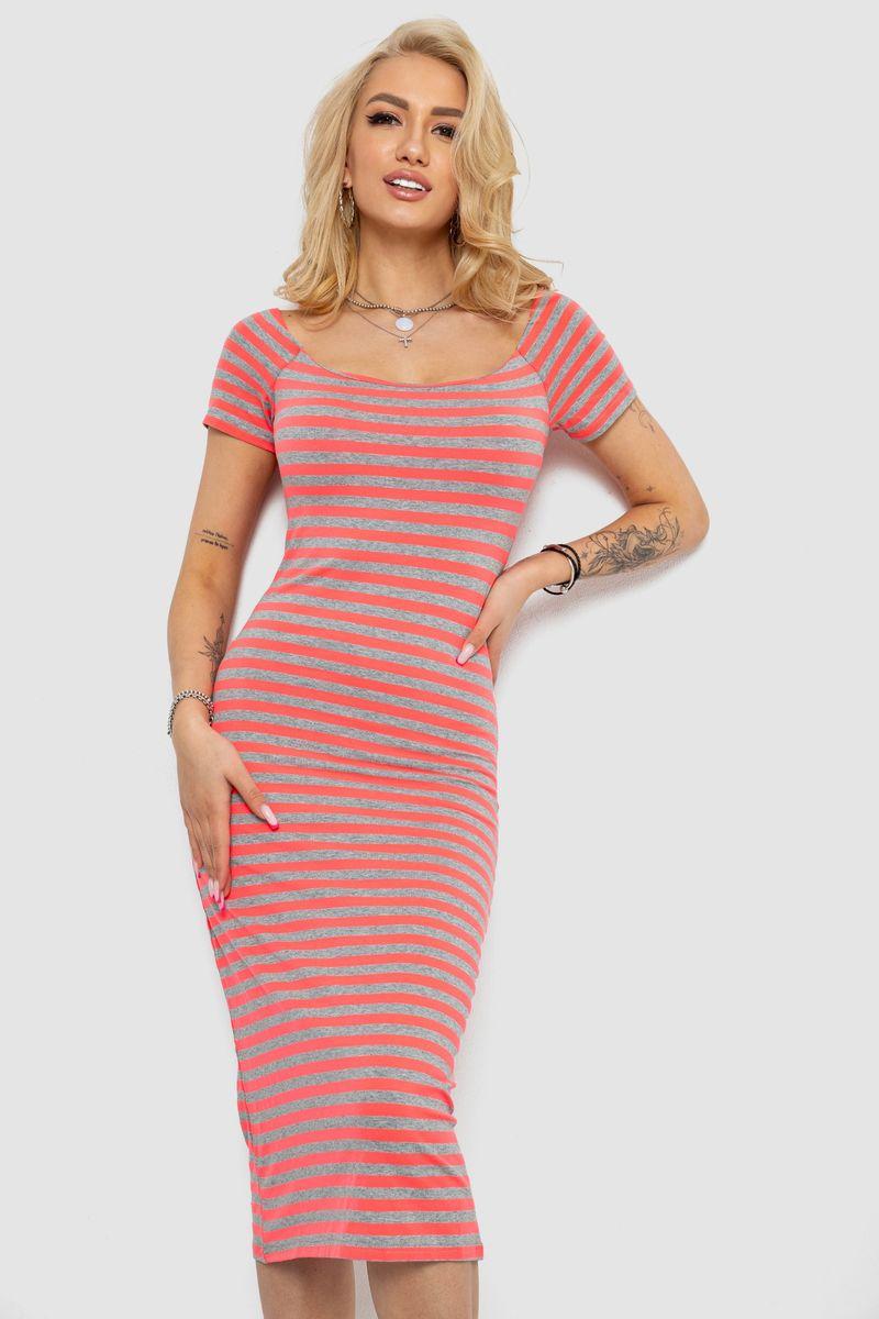 Сукня в смужку, колір сіро-рожевий, 244R536-1, фото 1