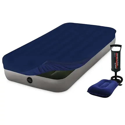 Надувний матрац Intex 64106-3, 76 x 191 x 25 см, з наматрацом-чохлом, подушкою, насосом. Одномісний, фото 1