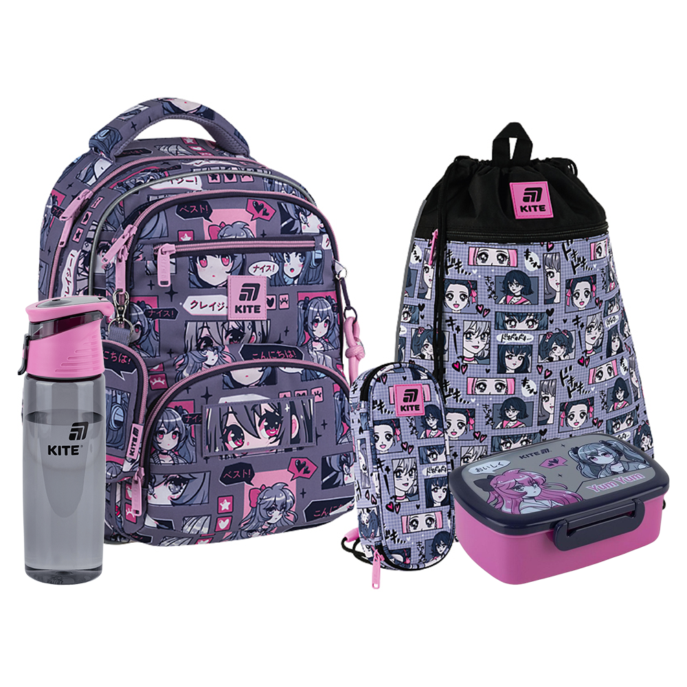 Шкільний набір Kite 5 в 1 Education Anime Girl SET_K25-773M-5