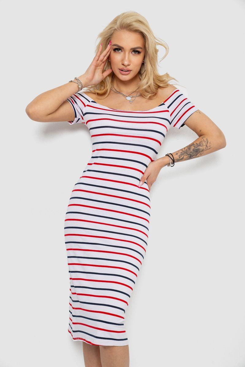 Плаття в смужку, колір біло-червоний, 244R536-2, фото 1