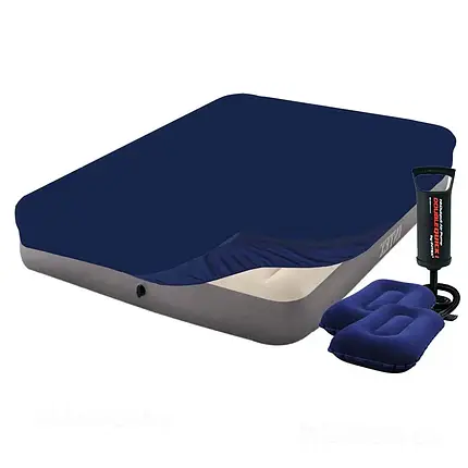 Надувний матрац Intex 64103-3, 152 х 203 х 25 см, з насосом, наматрацом (чохлом), подушками. Двомісний, фото 1