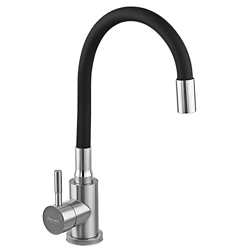 Змішувач для кухні Armata SUS-011 Refl.Black з силіком. виливом із неірж. сталі (віл. чорний) (CH6, фото 1