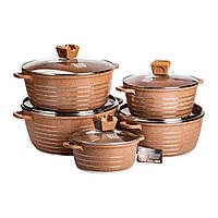 Набір із 5 господарських каструль, 2,5-9 літрів, товсте дно, алюміній MGC HP-4-411CH