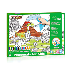 Набір для малювання, дитячі розмальовки Keybaby, 3шт формат А3 з 12 маркерами та серветкою для очищення, Green