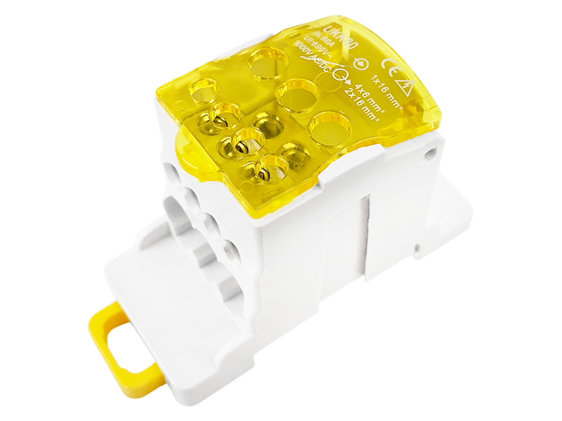 Розподільчий блок на DIN-рейку Lemanso UKK80 80A Жовтий (LMA2662), фото 1