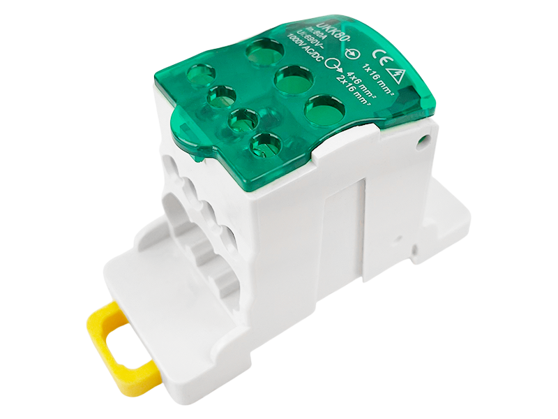 Розподільчий блок на DIN-рейку Lemanso UKK80 80A Зелений (LMA2664)