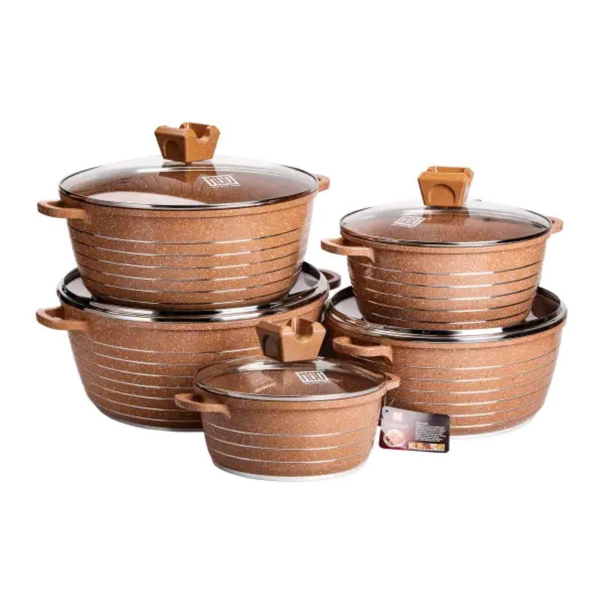 Набір із 5 господарських каструль, 2,5-9 літрів, товсте дно, алюміній MGC HP-4-411CH, фото 1