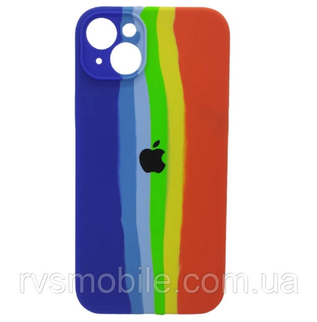 Силіконовий чохол для iPhone 13 - Rainbow, Різнокольоровий / Синій, фото 1