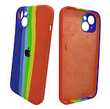 Силіконовий чохол для iPhone 13 - Rainbow, Різнокольоровий / Синій, фото 2