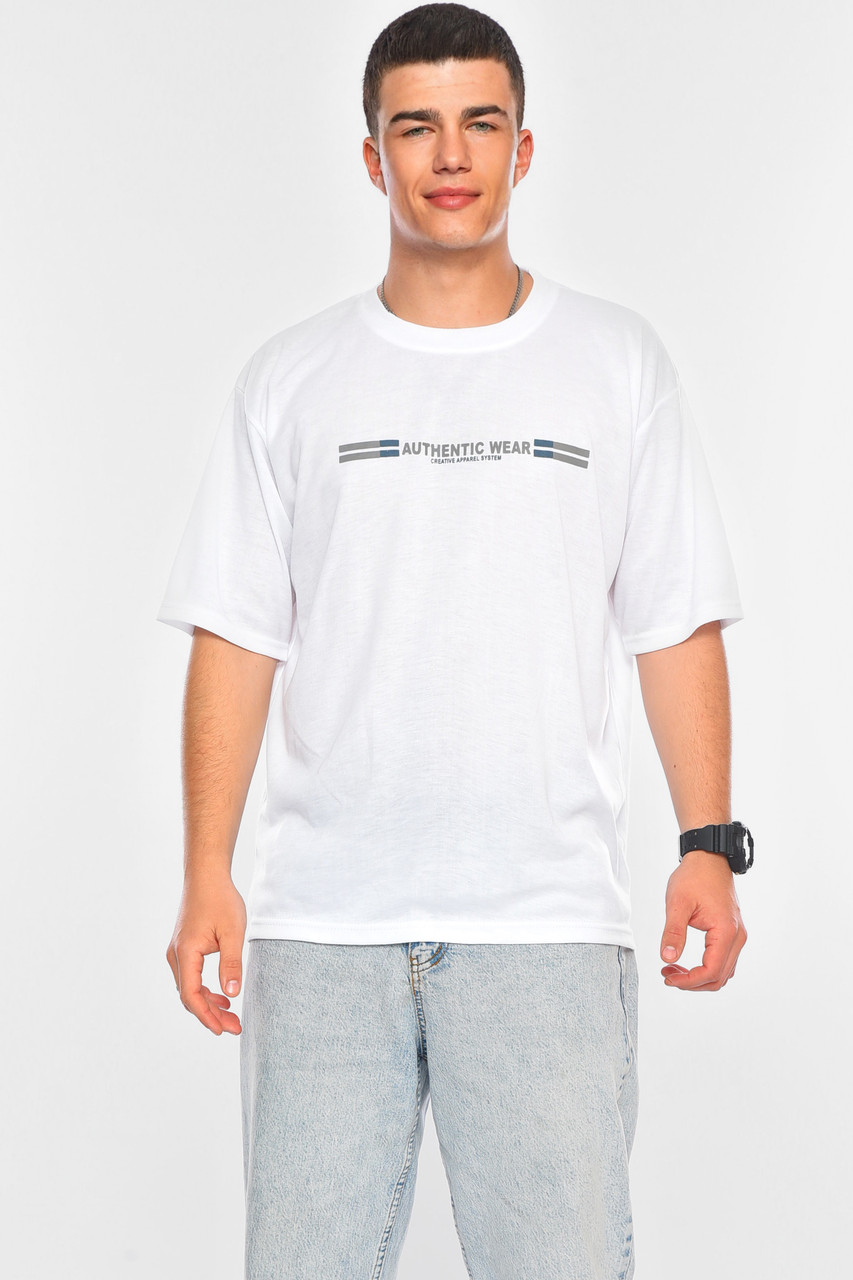 Футболка чоловіча батальна білого кольору 200479M, фото 1