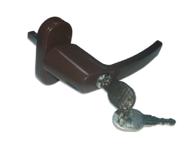 Віконна ручка з ключем коричнева, фото 2