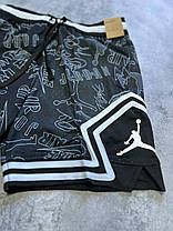 Літні чоловічі спортивні шорти Jordan Diamond Black White Print шорти Чорні Джордан з кишенями 100% поліестер, фото 3