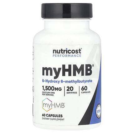 Бета-гідроксі-бета-метилбутирит (ГМБ) Nutricost myHMB 500 мг 60 капс., фото 1