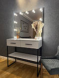 Гримерний стіл для макіяжу. Туалетний стіл з дзеркалом. Чорний, фото 3